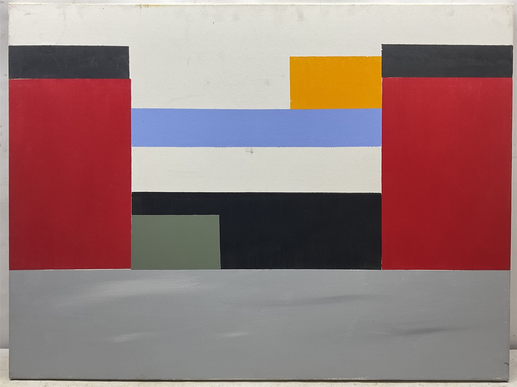 Iain Morris (British Contemporary) after Piet Mondrian (Dutch 1872-1944): Abstracts, triptych acrylics on canvas, signed and dated '15 - '17 verso 102cm x 76cm (3)