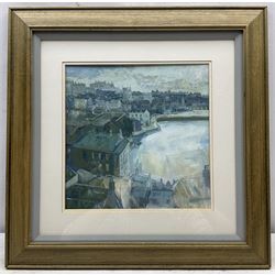 Tom Wanless (Northern British 1929-2020): 'St Ives at Daybreak', gouache signed, titled verso 28cm x 28cm