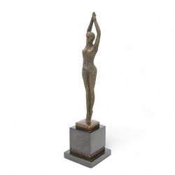 Art Deco style bronze, Starfish dancer, upon a black marble plinth, after Dimetri H Chipar...