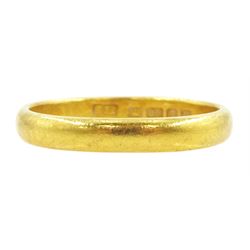 Early 20th century 22ct gold wedding band, Birmingham 1929