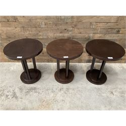 Six rosewood circular bar or bedroom occasional tables