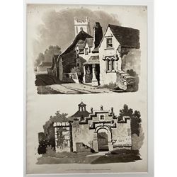 Samuel Prout (British 1783-1852): 'Rudiments of Landscape in Progressive Studies. Drawn, and Etched in Imitation of Chalk', collection of soft ground etchings pub. Rudolph Ackermann c.1813, each 36.5cm x 26cm, each mounted and bound in two bespoke folios