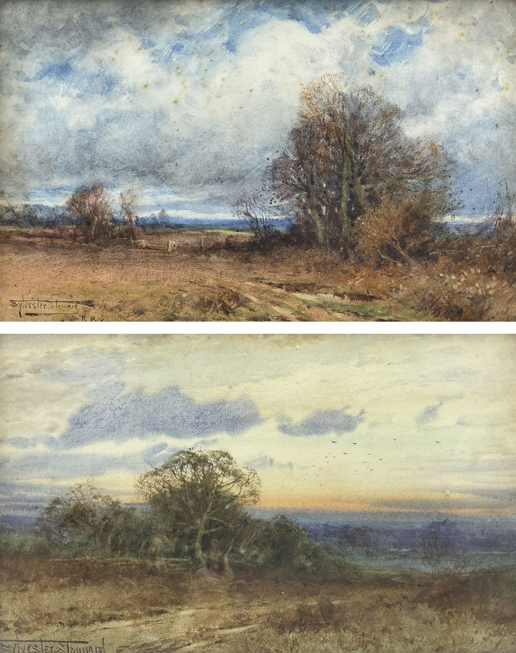 Henry John Sylvester Stannard (British 1870-1951): Midday and Evening Landscapes, pair watercolours signed 18cm x 29cm (2)