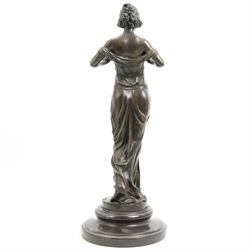 After Pittaluga - 20th century bronze 'Nymph of the Woods', signature to base and on marble socle H35cm