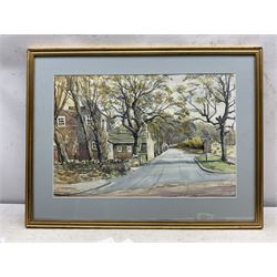 L Holroyd (British 20th Century): The Road to Hopton Mills, watercolour signed 36cm x 54cm 