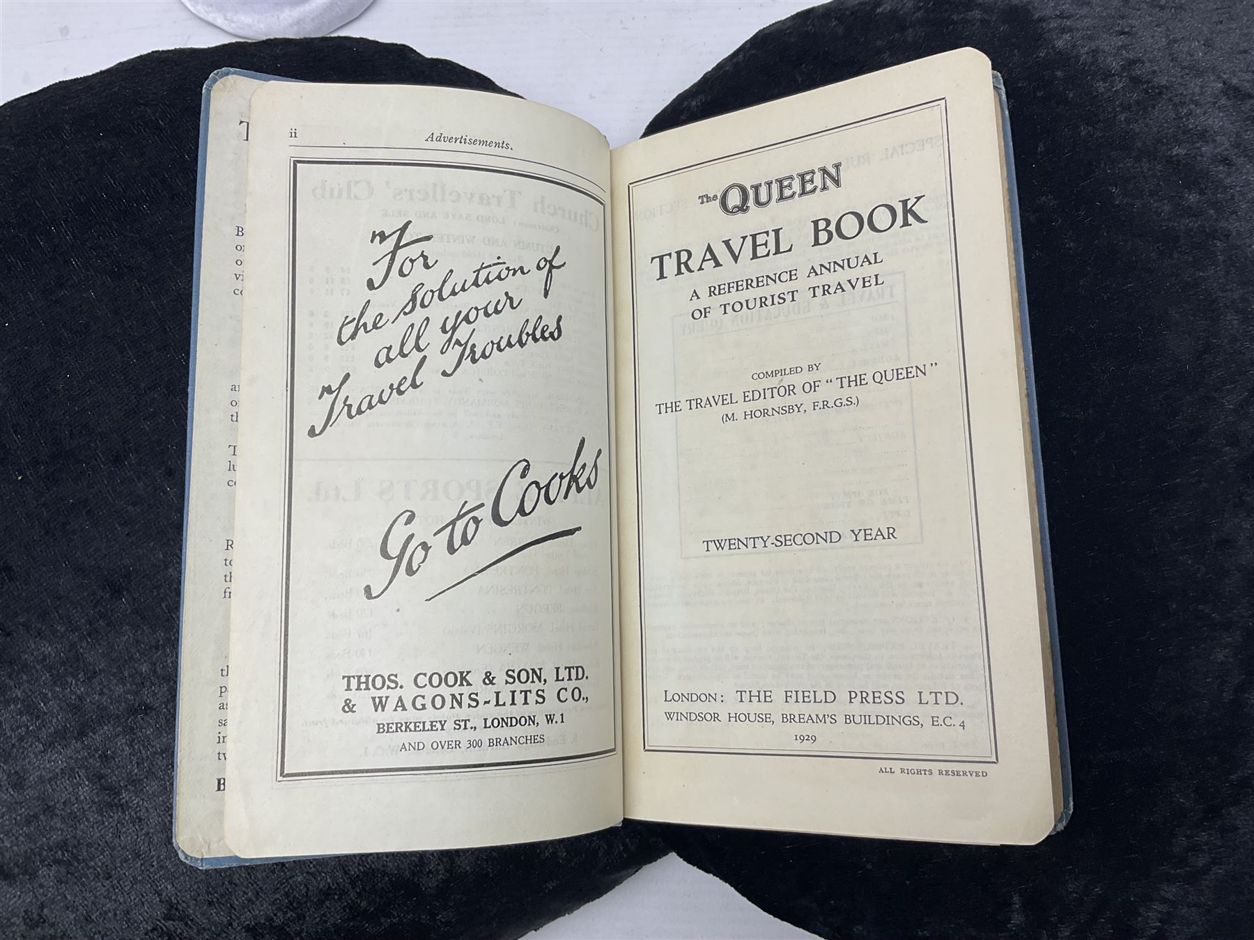 Collection of travel books, including Baedekers Belgien und Holland, Muirhead's Southern France, The Queen Travel Book 1929-30 