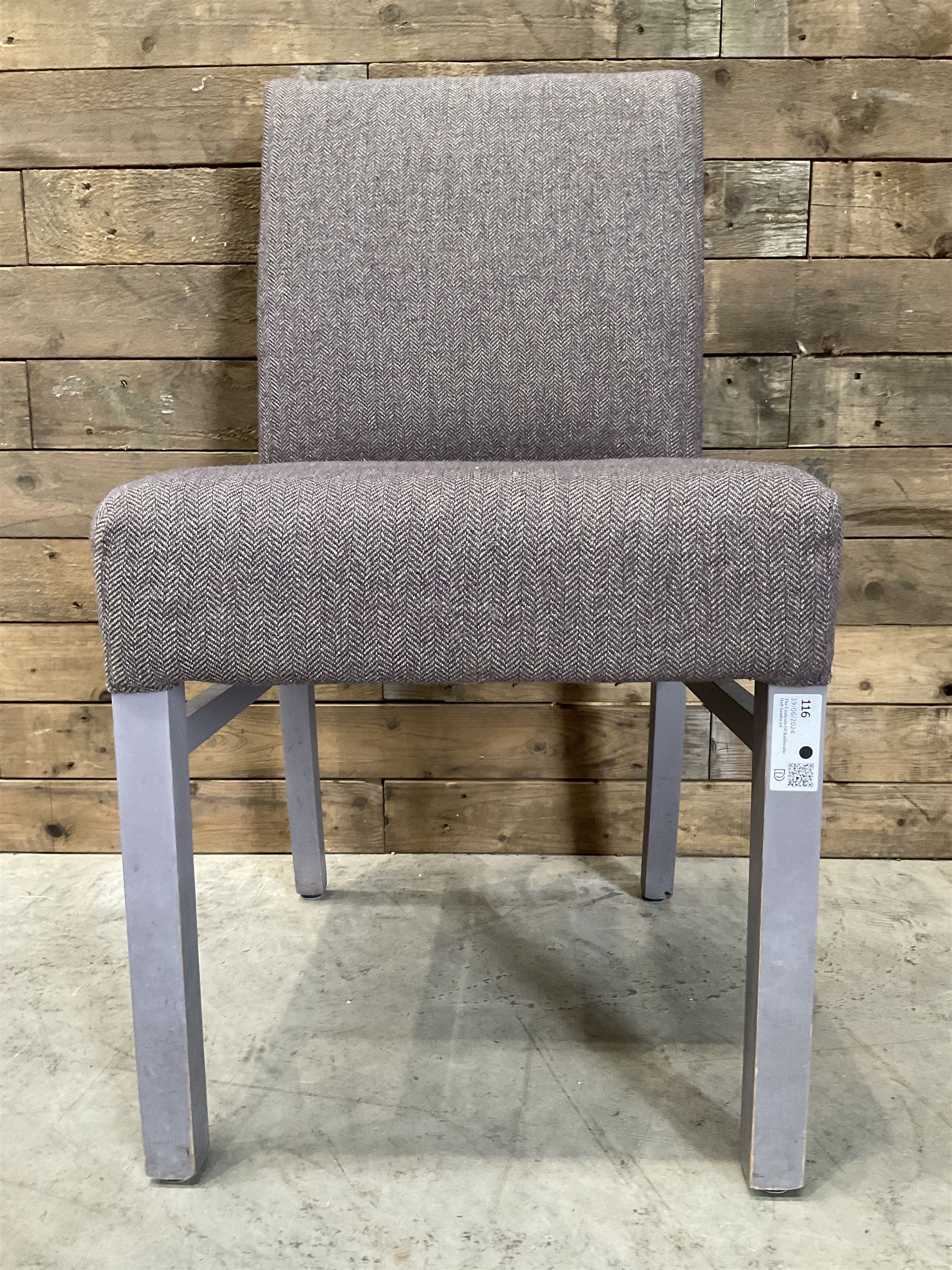 17 x dining chair upholstered in tweed fabric, painted legs