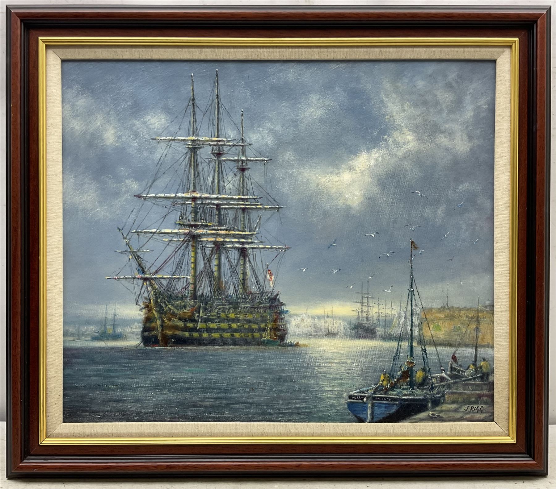 Jack Rigg (British 1927-2023): 'Ship of the Line - Nelson's Navy', oil on canvas board signed, titled and dated 2007 verso 44cm x 53cm