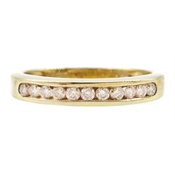 9ct gold channel set round brilliant cut diamond half eternity ring, hallmarked