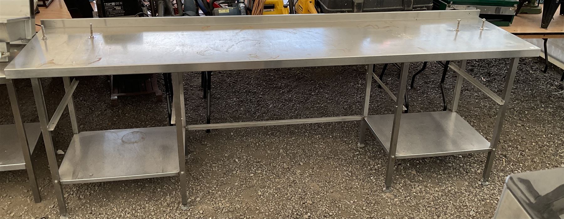 Large stainless steel commercial preparation, two under-tiers with tray/basket slide - THIS LOT IS TO BE COLLECTED BY APPOINTMENT FROM DUGGLEBY STORAGE, GREAT HILL, EASTFIELD, SCARBOROUGH, YO11 3TX