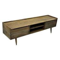 Swoon - contemporary 'Southwark' television stand, rectangular top over open shelves, flanked by two hinged cupboard doors, on rounded tapered supports