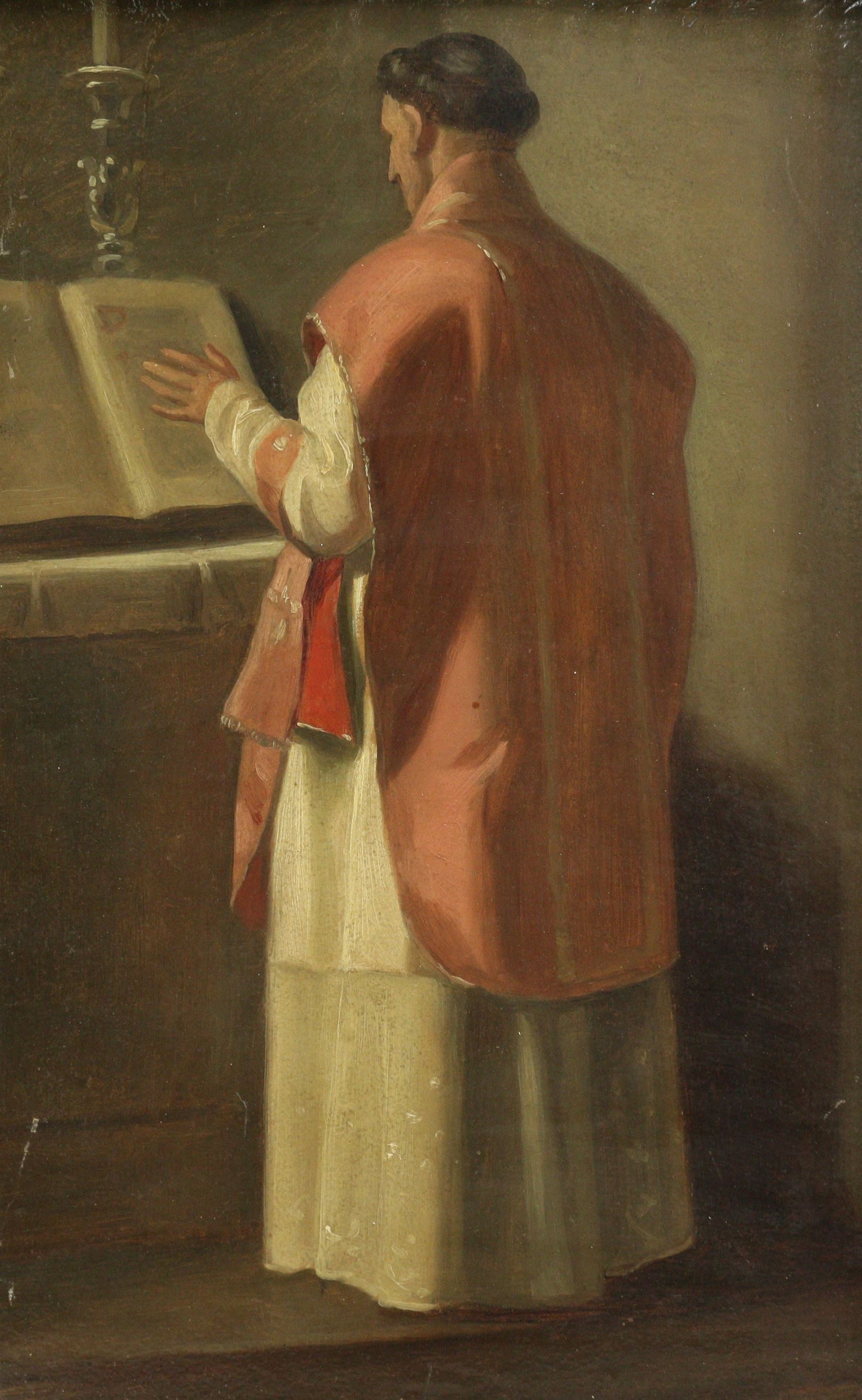 English School (19th Century): Portrait of a Priest, oil on board unsigned 43cm x 28cm 