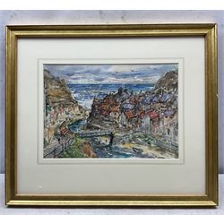 Rowland Henry Hill (Staithes Group 1873-1952): Staithes Beck and Village, watercolour signed and dated 1943, 21cm x 30cm