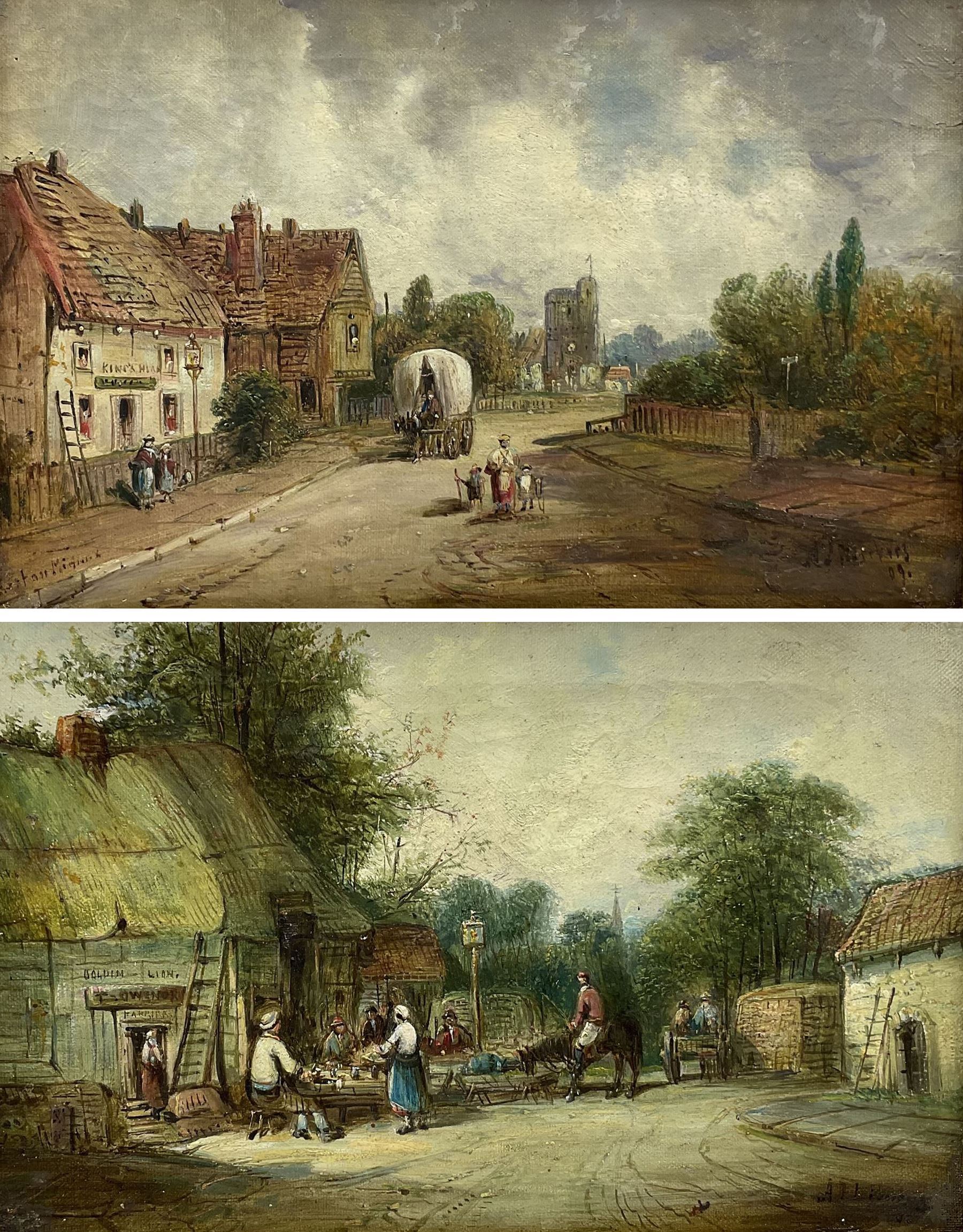 Alfred Henry Vickers (British 1853-1919): Village Street Scenes, pair oils indistinctly signed and dated '09, one indistinctly titled 19cm x 29cm (2) 
Notes: Previously Lot 142 Autumn Art 2021