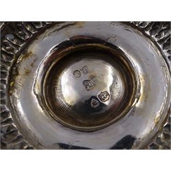 William IV silver christening mug, of waisted form, the body embossed with game birds in a countryside setting and a blank circular cartouche, with acanthus leaf capped scroll handle, upon a circular stepped foot, hallmarked Edward, Edward junior, John & William Barnard, London 1831, H10.2cm