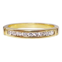 18ct gold channel set round brilliant cut diamond half eternity ring, stamped 750