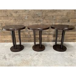 Six rosewood circular bar or bedroom occasional tables