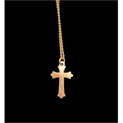 9ct rose gold cross pendant necklace, hallmarked 