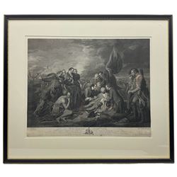 Theodor Falckeisen (Swiss 1768-1814) after Benjamin West (American/British 1738-1820): 'The Death of General Wolfe', 18th century engraving and etching pub. c.1776, 46cm x 58cm