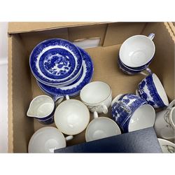 Collection of ceramics, to include Paragon tea set, commemorative ware, teapots etc in four boxes  