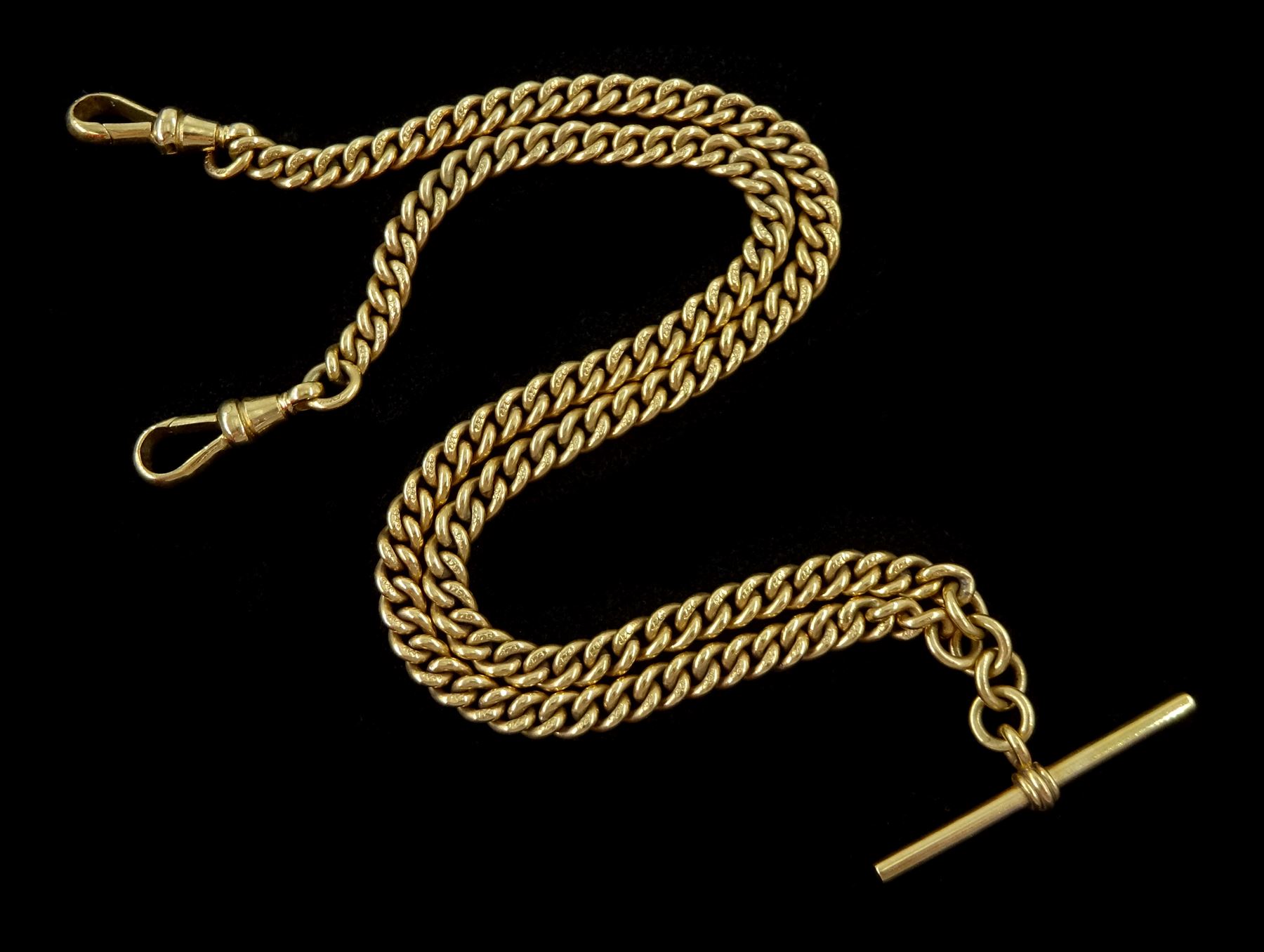 9ct gold Albert chain necklace, with two clips, Birmingham 1993