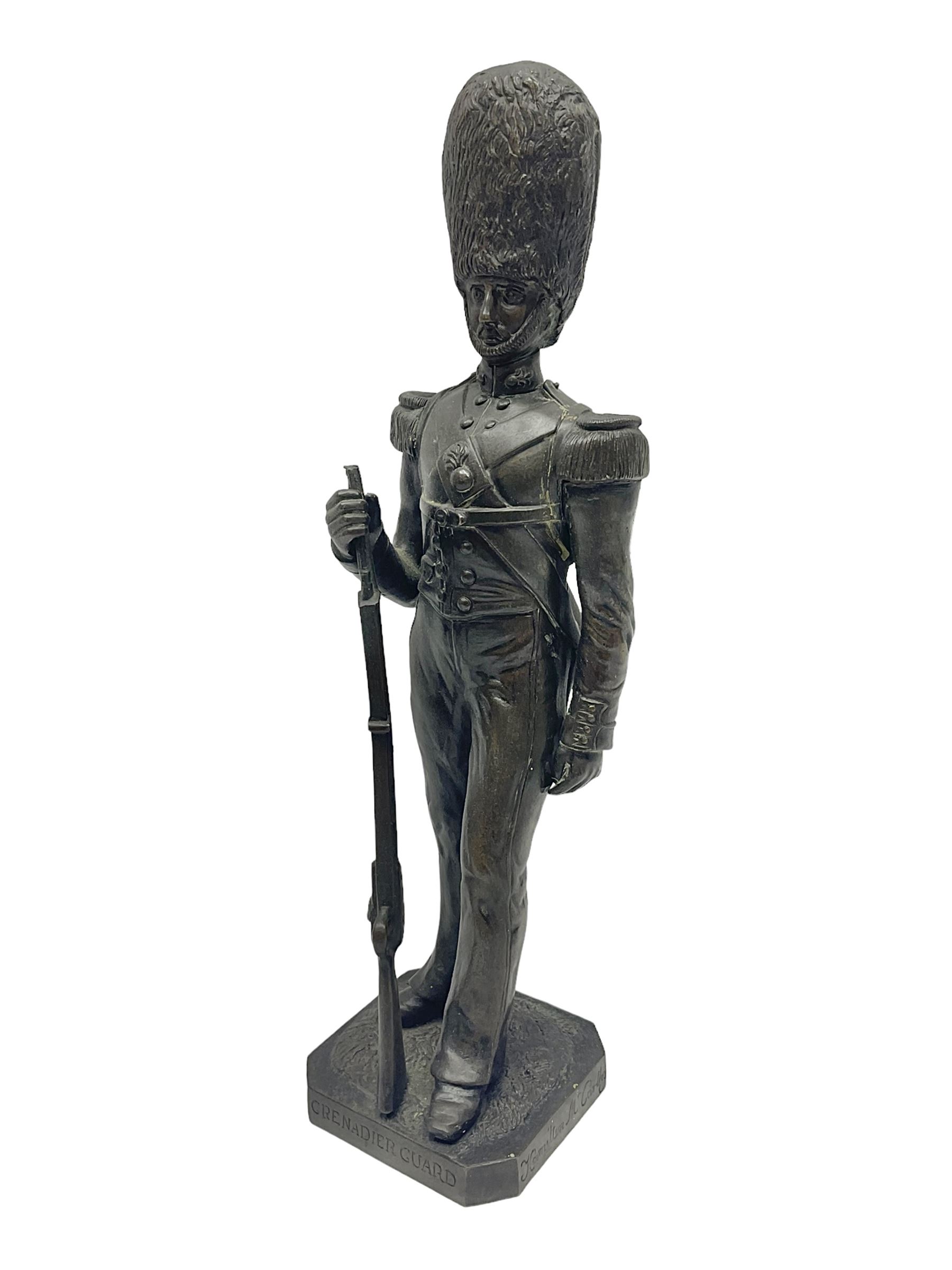 Bronzed figure of a Grenadier guard, H33cm