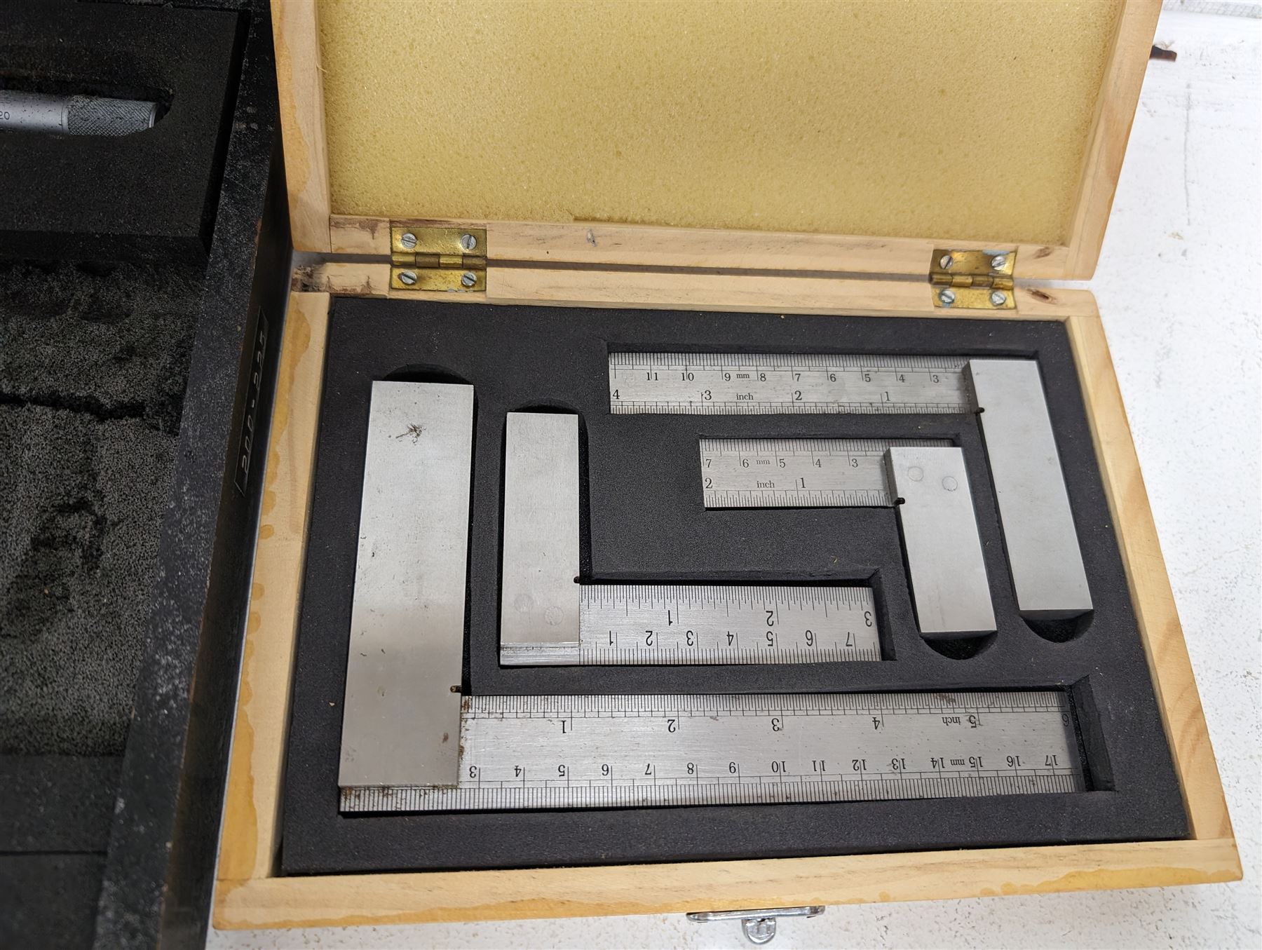 Moore & Wright Micrometer and a Soba marking set, both cased, together with a collection of Swiss Army/pen knives