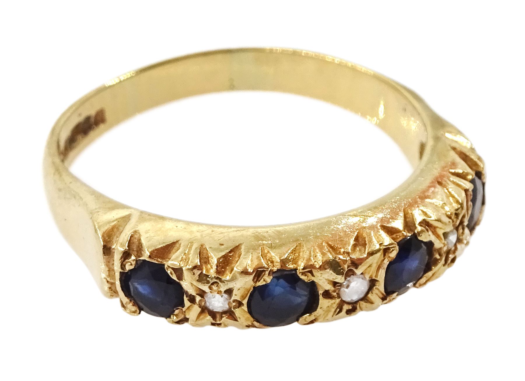 9ct gold sapphire and diamond half eternity ring, hallmarked