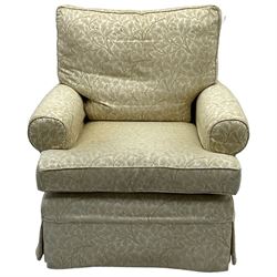 Multi-York - traditionally shaped armchair, upholstered in oak leaf and acorn patterned fabric