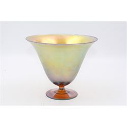 WMF Myra Crystal iridescent glass vase, of goblet form with fluted rim and golden lustre finish, H14.5cm