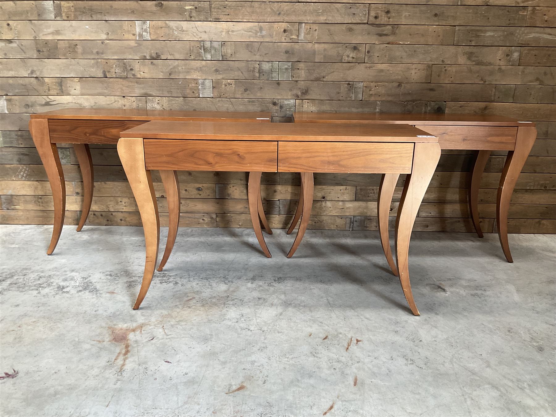 3 x walnut console dressing table with two soft-close drawers