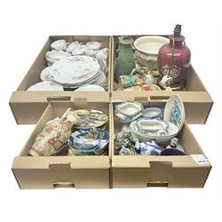 Tea service decorated with roses, together with Victorian and later ceramics etc, in four boxes