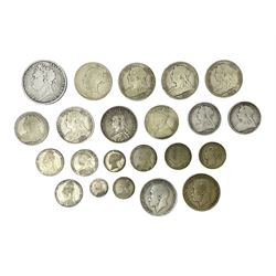 Approximately 210 grams of Great British pre 1920 silver coins, including George IIII 1822 crown, Queen Victoria 1884, 1888, 1894, 1897 and two 1902 halfcrowns etc