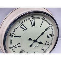 Reproduction enamel wall clock, marked London D42cm