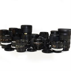 Seventeen Canon camera lenses, mostly FD examples, including 28-85mm 1:4 serial no, 49881,...