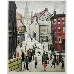 Laurence Stephen Lowry RBA RA (Northern British 1887-1976): 'Berwick-on-Tweed', limited edition offset lithograph in colours on wove signed in pencil with Fine Art Trade Guild blindstamp, pub. Medici Society Ltd., London 1973, from the edition of 650, 57cm x 46cm