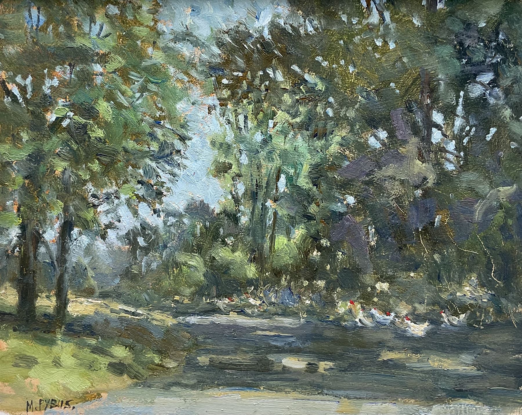 Christine M Pybus (British 1954-): 'Near Juillé - Dordogne', oil on board signed, titled an dated June 2001 verso 19cm x 24cm