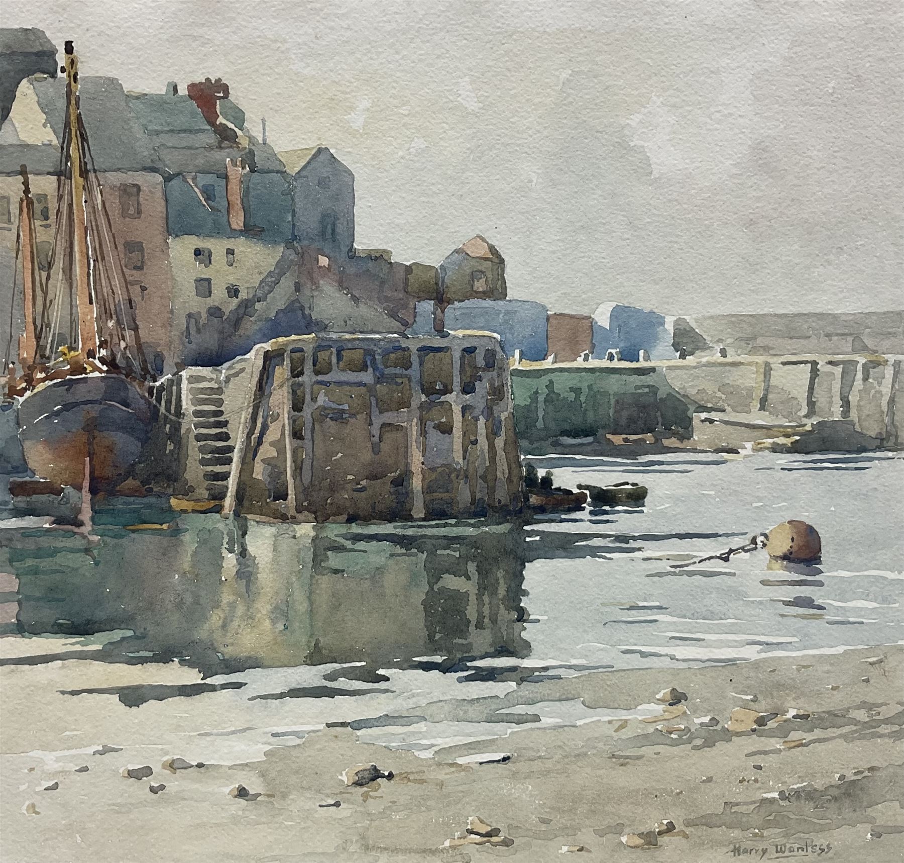 Harry Wanless (British c1872-1934): 'Brixham Harbour - Grey Day', watercolour signed, titled and dated 1926 verso 24cm x 28cm (unframed)
Provenance: direct from the artist's family, part of a collection never previously seen on the market