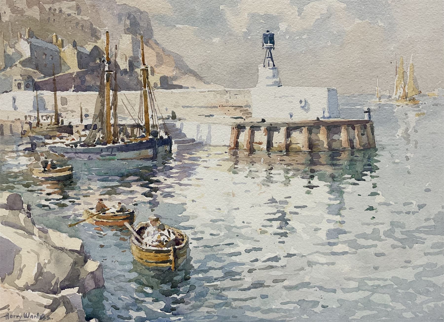 Harry Wanless (British c1872-1934): 'Brixham Harbour', watercolour signed, titled verso 21cm x 30cm (unframed)
Provenance: direct from the artist's family, part of a collection never previously seen on the market