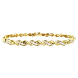 14ct gold baguette cut diamond, infinity link bracelet