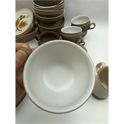 Denby Cotswold pattern, part tea and dinner service, including eight dinner plates, eight tea cups and saucers, serving dishes etc  