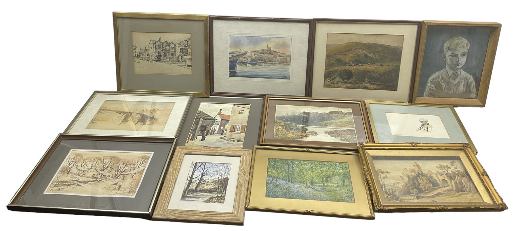 Collection of watercolours and drawings, by artist including Albert Henry Findley, Tom Sykes, Janet Rawlins, AM Galea, Arthur Suker, Alan Chapman, James Leslie Brooke (of Staithes), etc (qty)