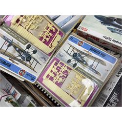 Large quantity of aircraft scale model kits to include Airfix, Revell, Monogram etc, in three boxes 