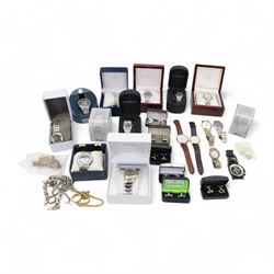 Collection of wristwatches including Seiko Kinetic, Citizen Eco-Drive, Rotary, DKNY, Empor...