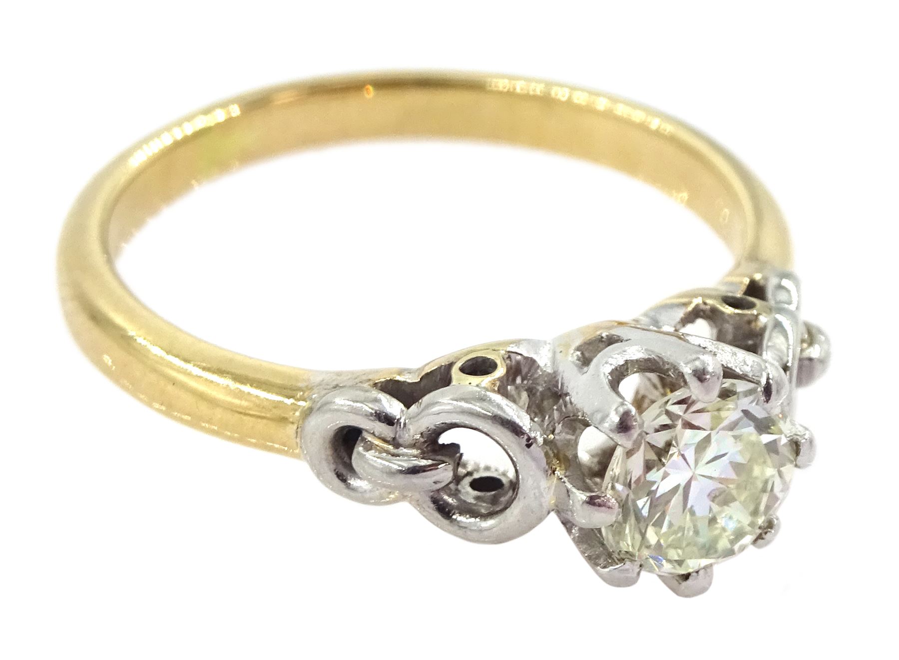 Gold single stone round brilliant cut diamond ring, diamond approx 0.45 carat