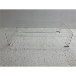 GLAS Italia - 'TAT05' contemporary glass coffee table, rectangular form on block supports 