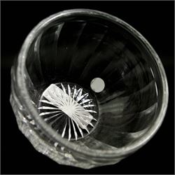 19th century glass tea mixing bowl, circa 1820, H9cm, together with an 18th century glass rinser, circa 1785 and a large hobnail cut glass fruit dish, on pedestal stem, H18cm (3)