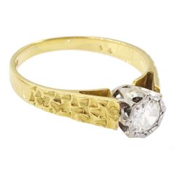 18ct gold single stone round brilliant cut diamond ring, Birmingham 1977, diamond approx 0.30 carat