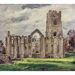 Owen Bowen (Staithes Group 1873-1967): Fountains Abbey, oil on canvas signed 39cm x 44cm