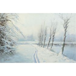 Antonelli (Italian 20th century): ‘Winter’ - Snow Scene, oil on canvas signed 59cm x 90cm 